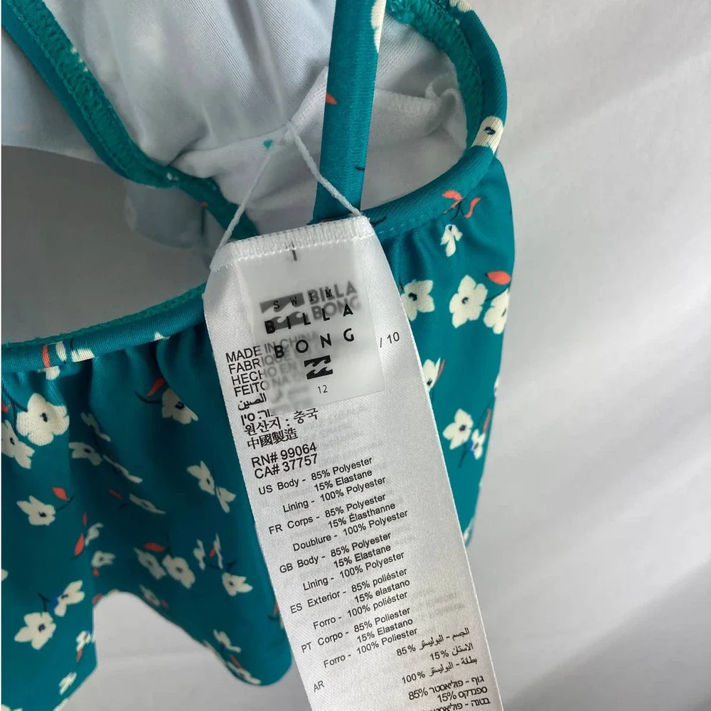 NWOT BILLABONG Kids' Letting Go Ruffle Two-piece Swimsuit In Sea Green 12